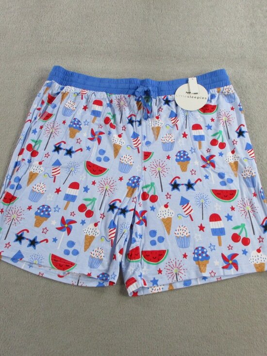 Little Sleepies Other - Little Sleepies Pajama Shorts Mens 3XL XXXL Blue Stars Stripes & Sweets PJs NEW